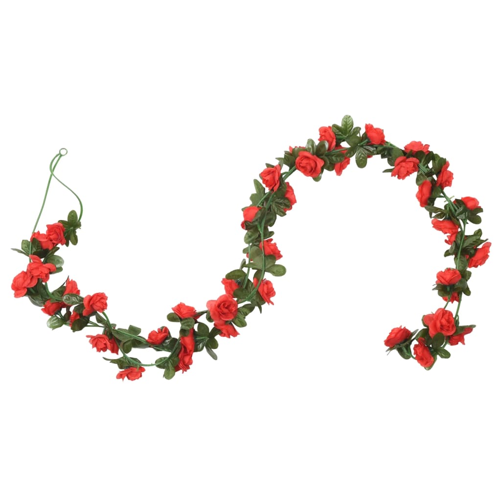 vidaXL Ghirlande de flori de Crăciun, 6 buc., roșu, 240 cm vidaXL Ghirlande de flori de Crăciun, 6 buc., roșu, 240 cm