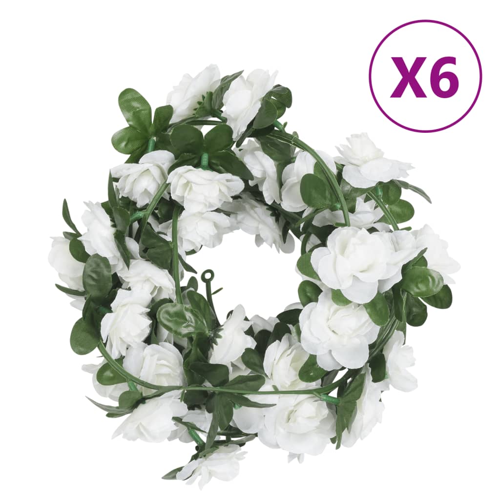 vidaXL Ghirlande de flori de Crăciun, 6 buc., alb, 240 cm vidaXL Ghirlande de flori de Crăciun, 6 buc., alb, 240 cm