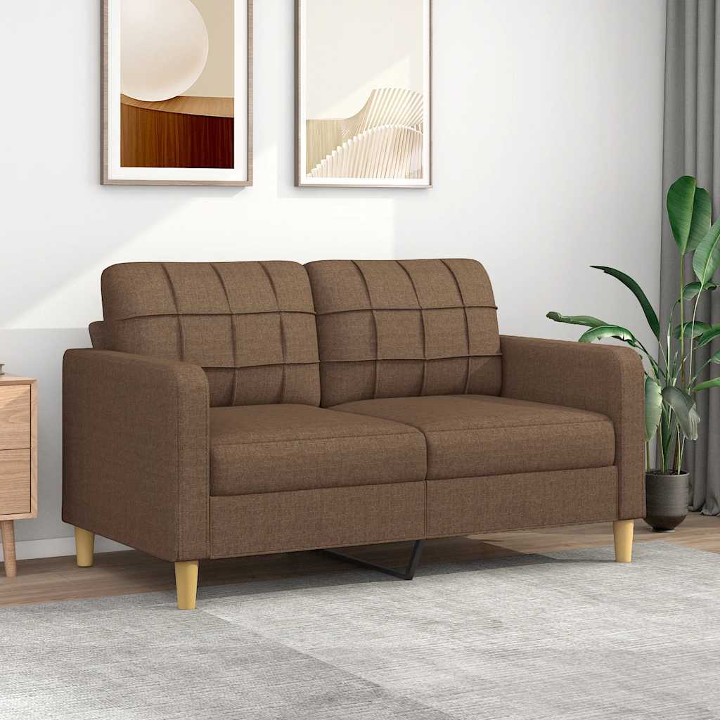 vidaXL Canapea cu 2 locuri, maro, 140 cm, material textil vidaXL Canapea cu 2 locuri, maro, 140 cm, material textil