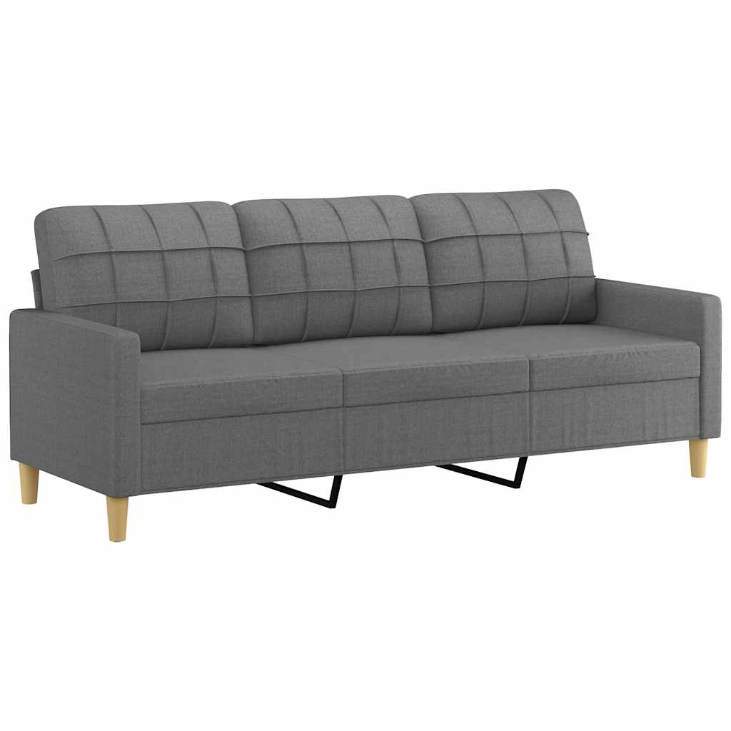 vidaXL Canapea cu 3 locuri, gri închis, 180 cm, material textil vidaXL Canapea cu 3 locuri, gri închis, 180 cm, material textil