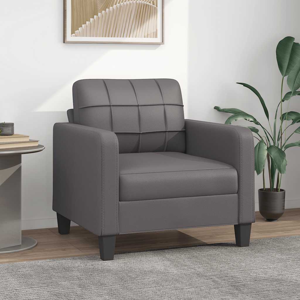 vidaXL Canapea de o persoană, gri, 60 cm, piele ecologică vidaXL Canapea de o persoană, gri, 60 cm, piele ecologică