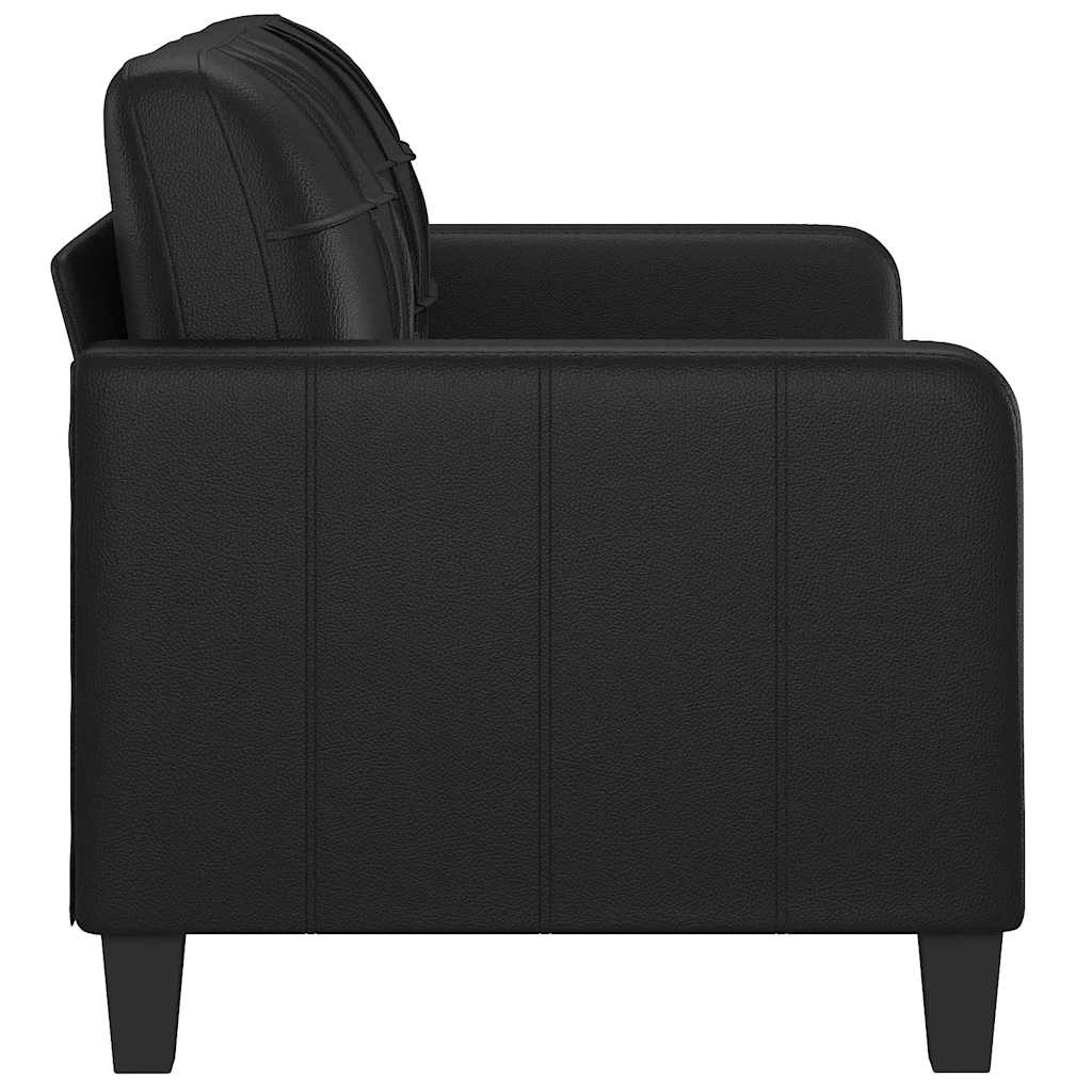vidaXL Canapea cu 2 locuri, negru, 140 cm, piele ecologică