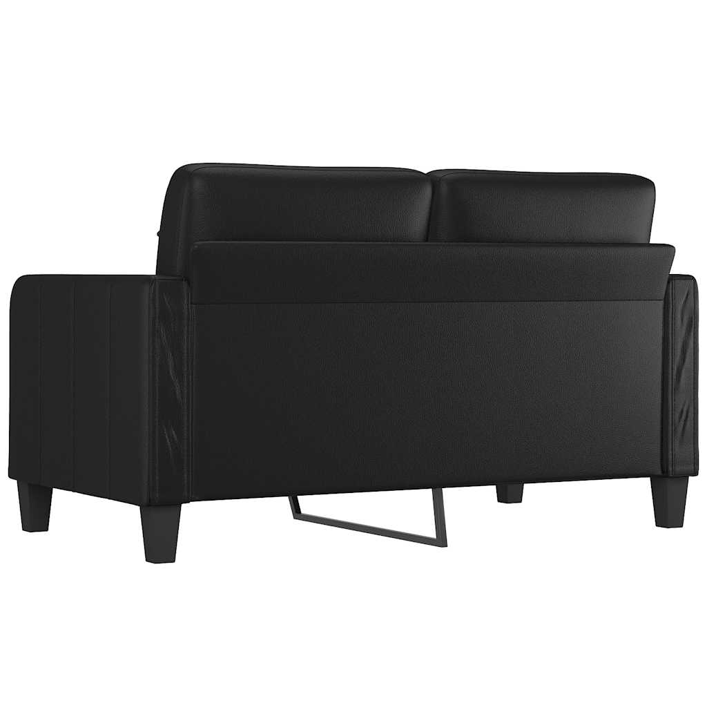 vidaXL Canapea cu 2 locuri, negru, 140 cm, piele ecologică