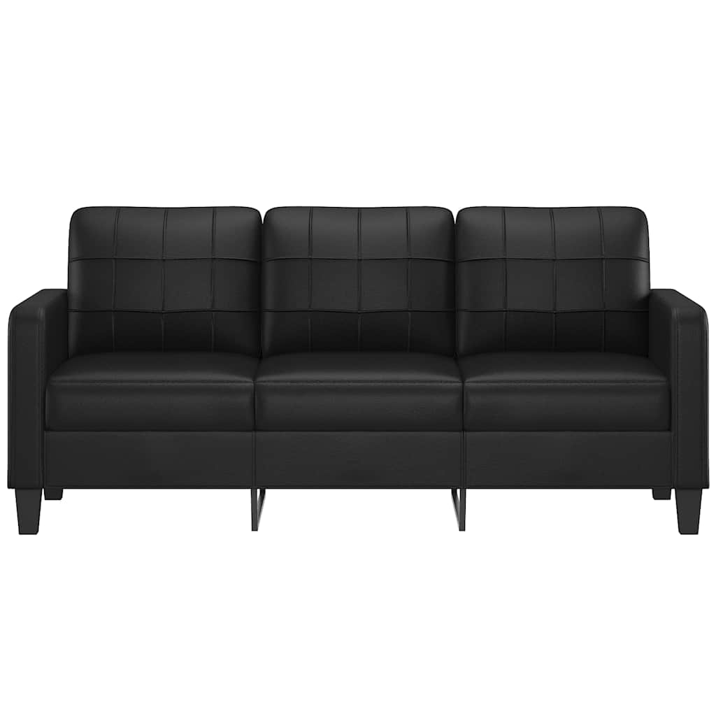 vidaXL Canapea cu 3 locuri, negru, 180 cm, piele ecologică vidaXL Canapea cu 3 locuri, negru, 180 cm, piele ecologică
