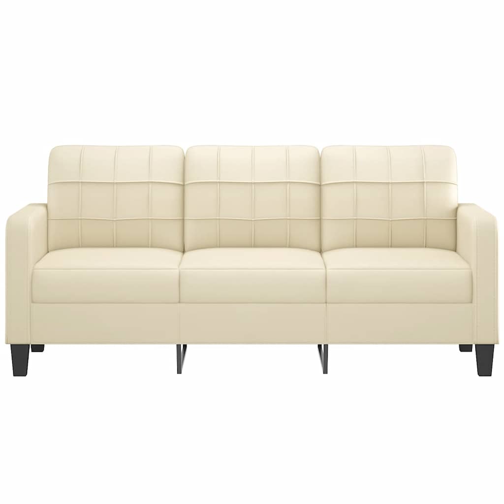 vidaXL Canapea cu 3 locuri, crem, 180 cm, piele ecologică vidaXL Canapea cu 3 locuri, crem, 180 cm, piele ecologică