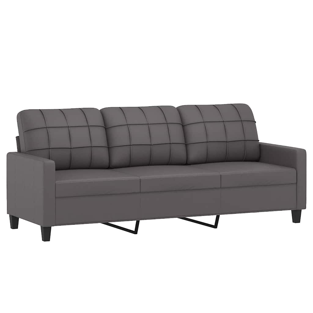vidaXL Canapea cu 3 locuri, gri, 180 cm, piele ecologică vidaXL Canapea cu 3 locuri, gri, 180 cm, piele ecologică