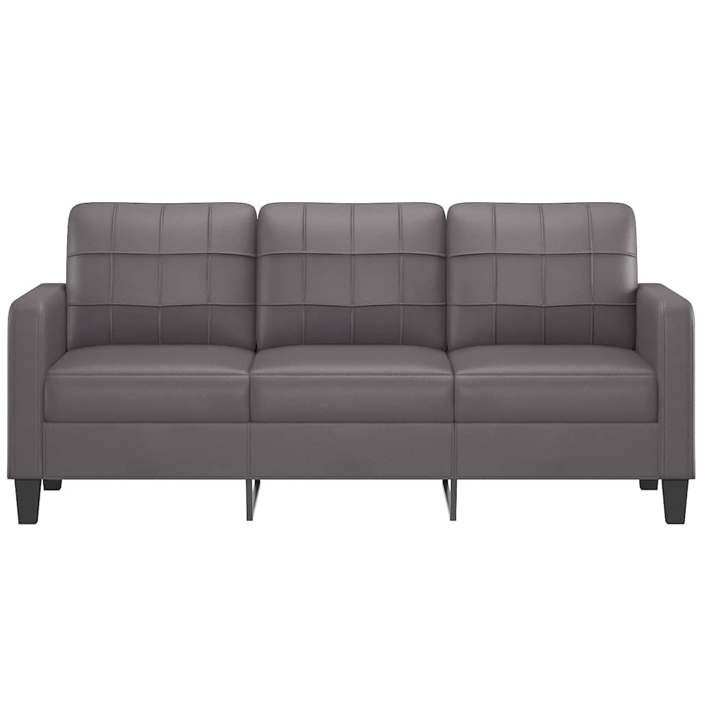 vidaXL Canapea cu 3 locuri, gri, 180 cm, piele ecologică vidaXL Canapea cu 3 locuri, gri, 180 cm, piele ecologică