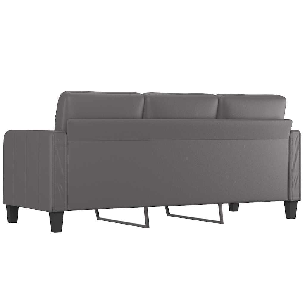 vidaXL Canapea cu 3 locuri, gri, 180 cm, piele ecologică vidaXL Canapea cu 3 locuri, gri, 180 cm, piele ecologică