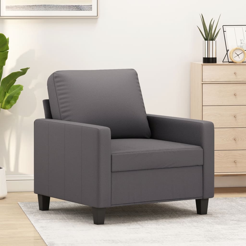 vidaXL Canapea de o persoană, gri, 60 cm, piele ecologică vidaXL Canapea de o persoană, gri, 60 cm, piele ecologică