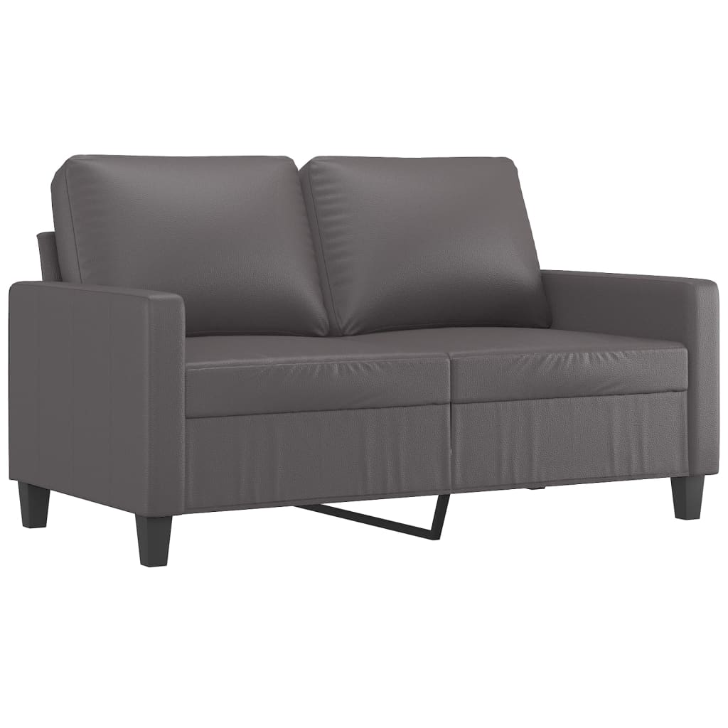 vidaXL Canapea cu 2 locuri, gri, 120 cm, piele ecologică