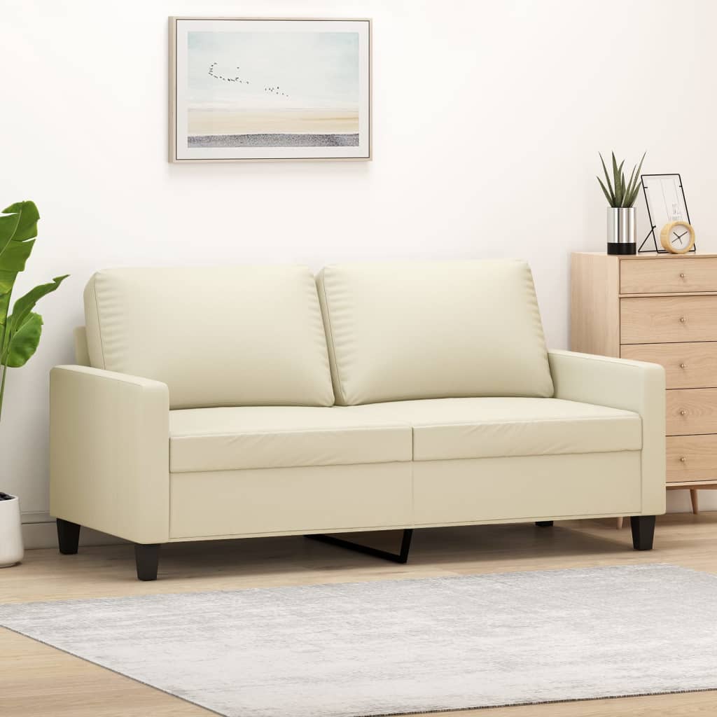 vidaXL Canapea cu 2 locuri, crem, 140 cm, piele ecologică vidaXL Canapea cu 2 locuri, crem, 140 cm, piele ecologică