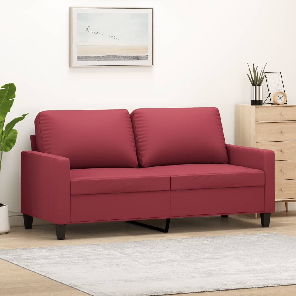 vidaXL Canapea cu 2 locuri, roșu vin, 140 cm, piele ecologică
