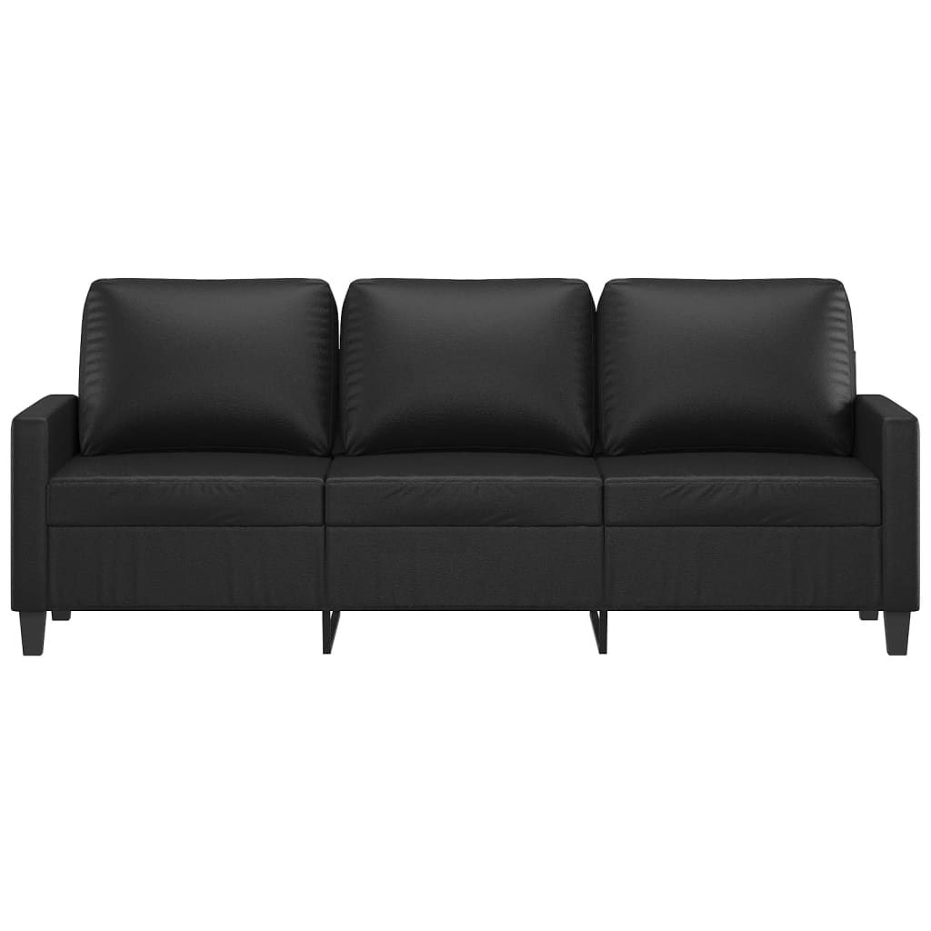 vidaXL Canapea cu 3 locuri, negru, 180 cm, piele ecologică vidaXL Canapea cu 3 locuri, negru, 180 cm, piele ecologică