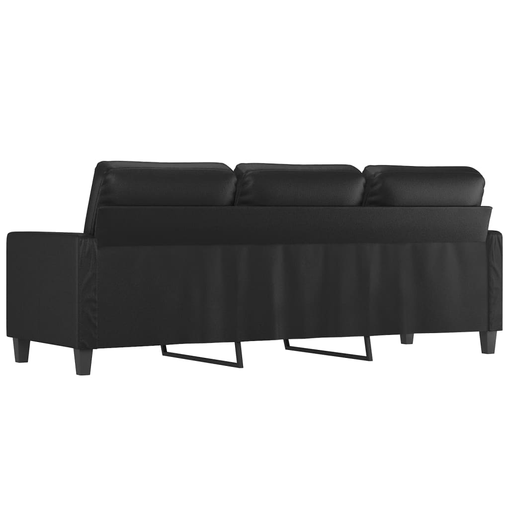 vidaXL Canapea cu 3 locuri, negru, 180 cm, piele ecologică vidaXL Canapea cu 3 locuri, negru, 180 cm, piele ecologică