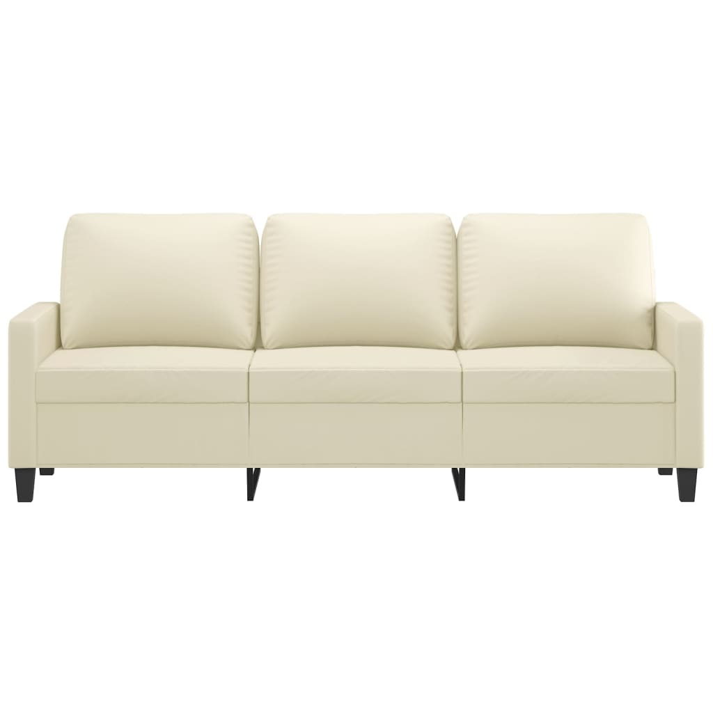 vidaXL Canapea cu 3 locuri, crem, 180 cm, piele ecologică vidaXL Canapea cu 3 locuri, crem, 180 cm, piele ecologică