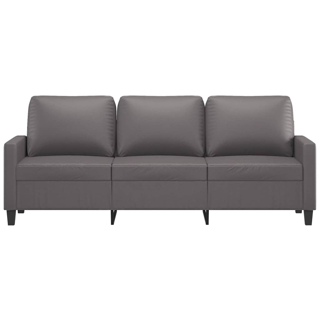 vidaXL Canapea cu 3 locuri, gri, 180 cm, piele ecologică