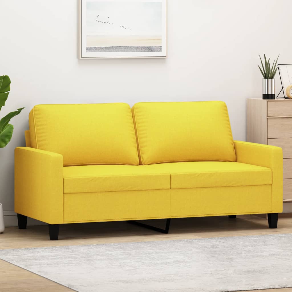 vidaXL Canapea cu 2 locuri, galben deschis, 140 cm, material textil vidaXL Canapea cu 2 locuri, galben deschis, 140 cm, material textil