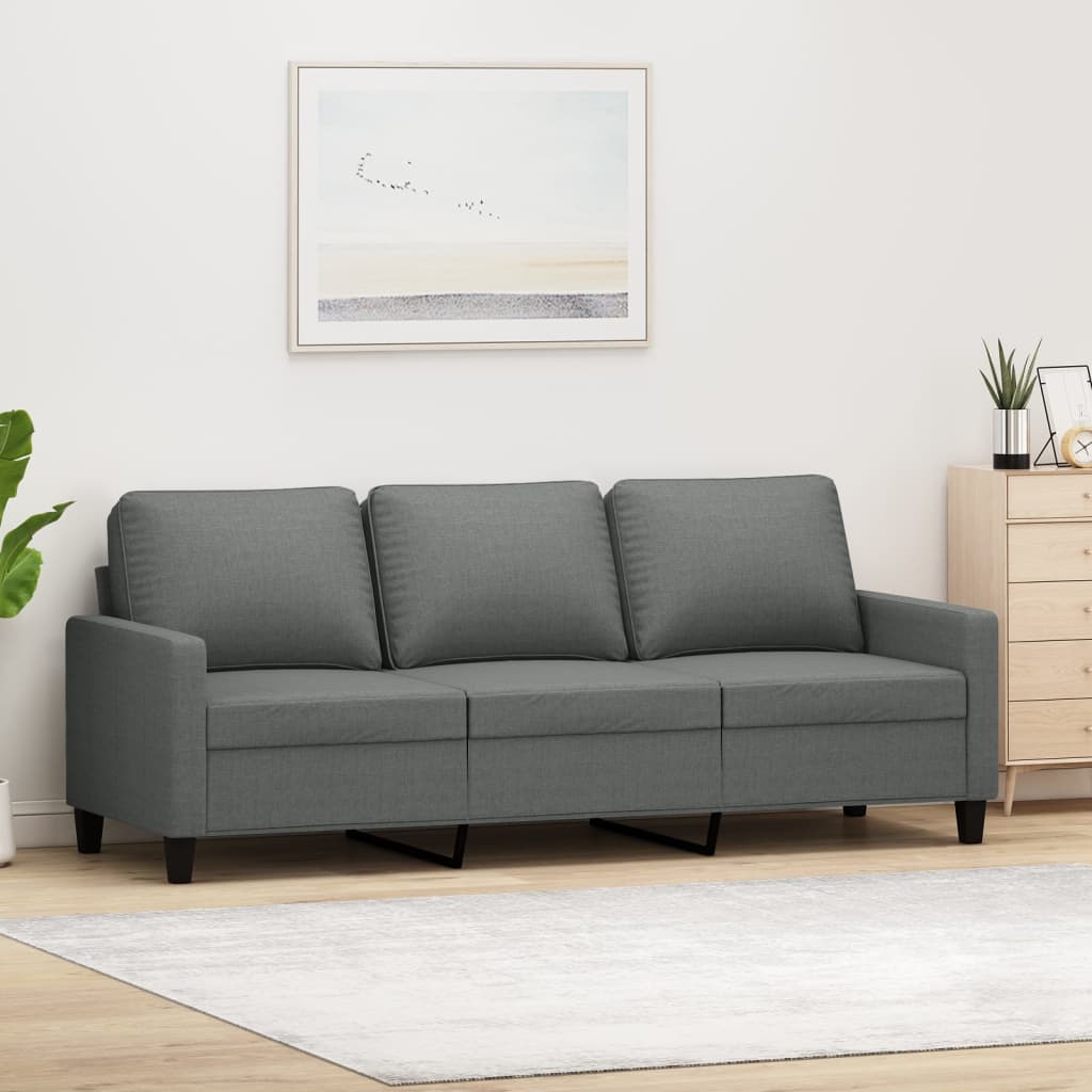 vidaXL Canapea cu 3 locuri, gri închis, 180 cm, material textil vidaXL Canapea cu 3 locuri, gri închis, 180 cm, material textil