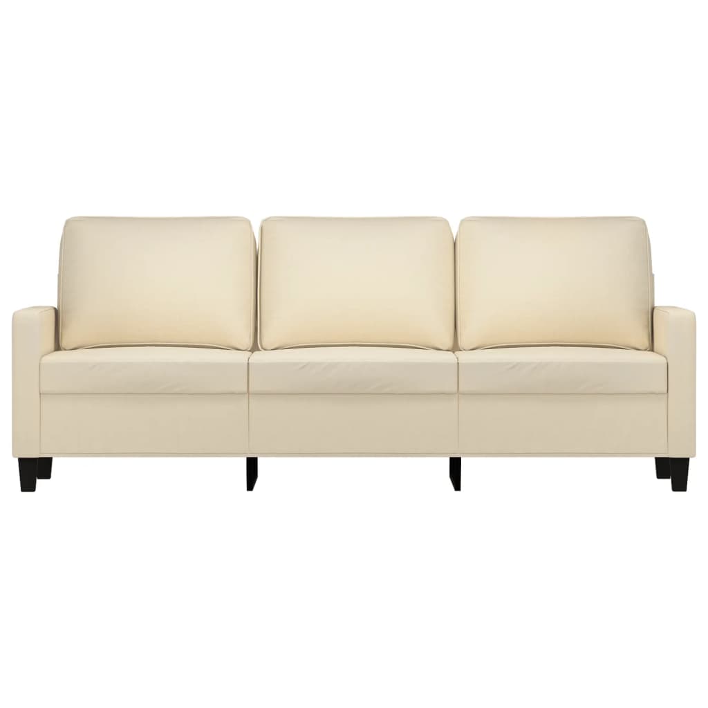 vidaXL Canapea cu 3 locuri, crem, 180 cm, material textil