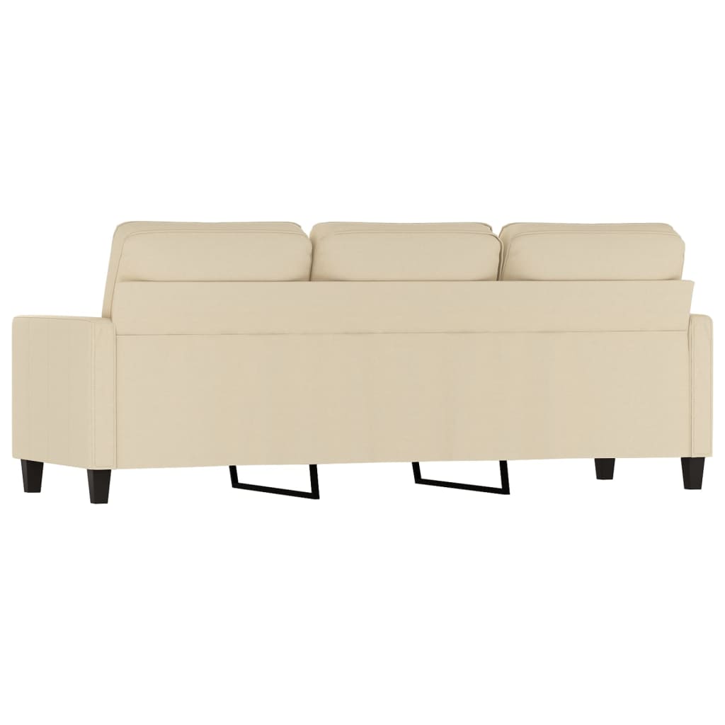 vidaXL Canapea cu 3 locuri, crem, 180 cm, material textil