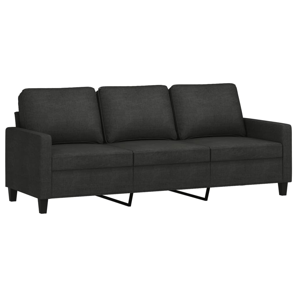 vidaXL Canapea cu 3 locuri, negru, 180 cm, material textil vidaXL Canapea cu 3 locuri, negru, 180 cm, material textil