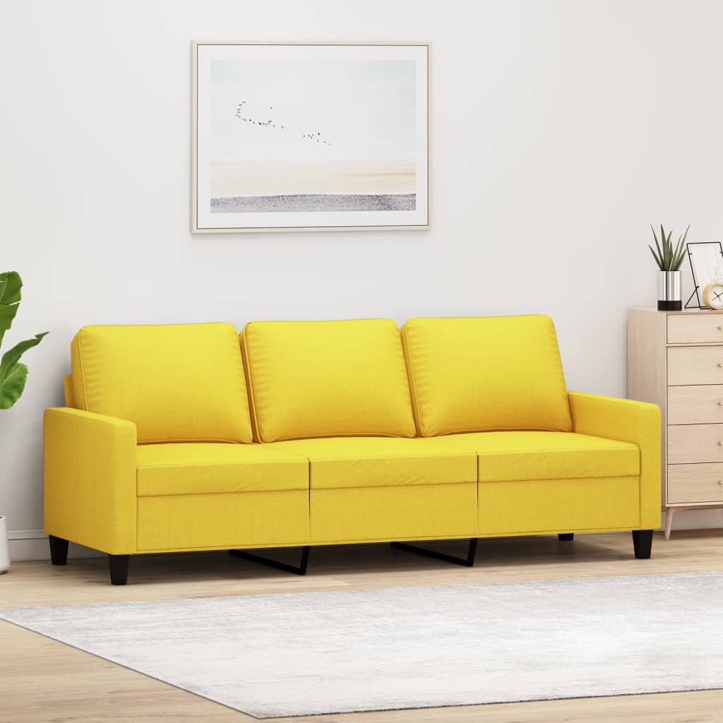 vidaXL Canapea cu 3 locuri, galben deschis, 180 cm, material textil vidaXL Canapea cu 3 locuri, galben deschis, 180 cm, material textil