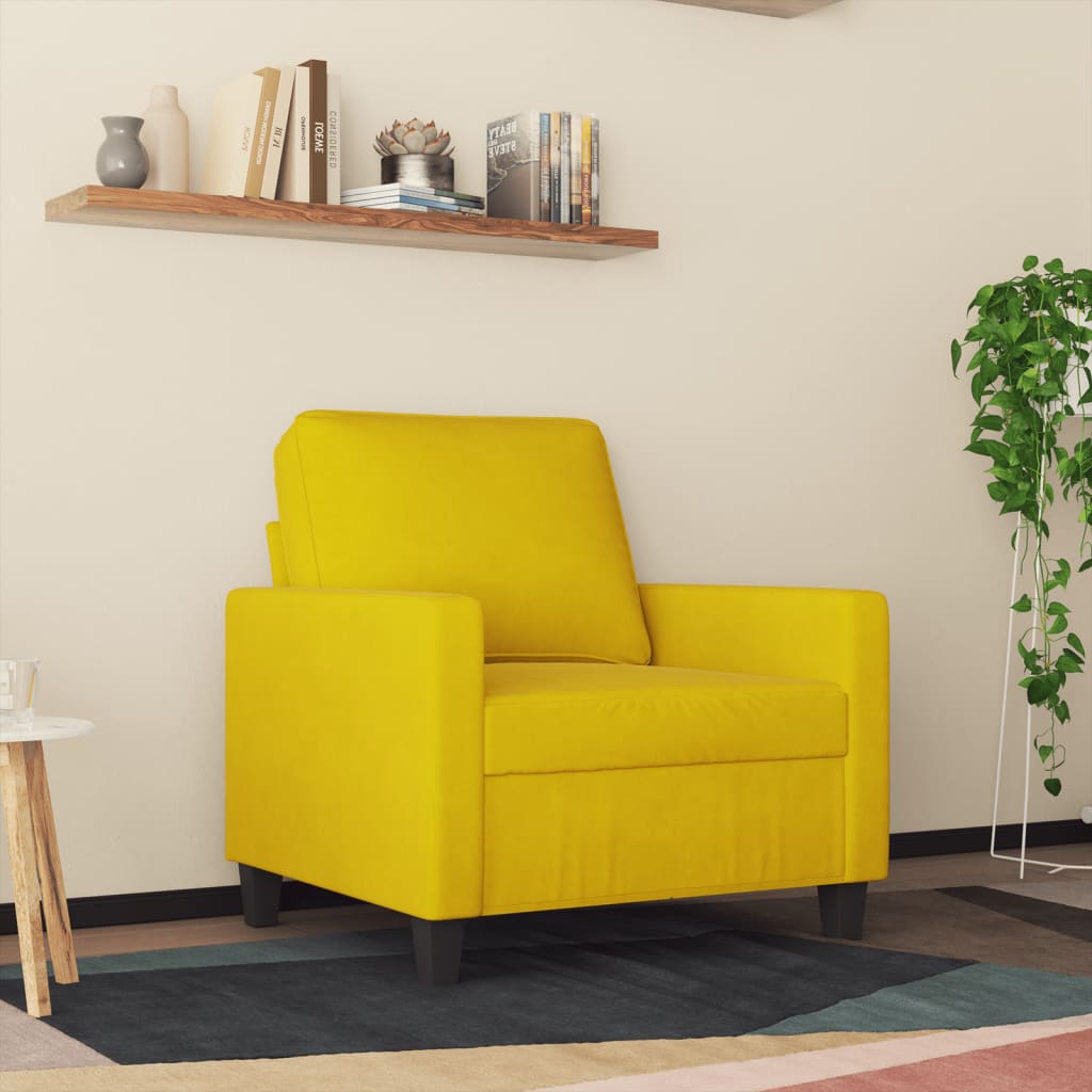 vidaXL Canapea de o persoană, galben, 60 cm, catifea vidaXL Canapea de o persoană, galben, 60 cm, catifea