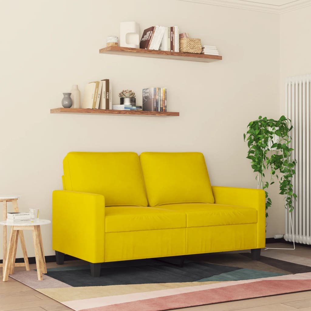 vidaXL Canapea cu 2 locuri, galben, 120 cm, catifea