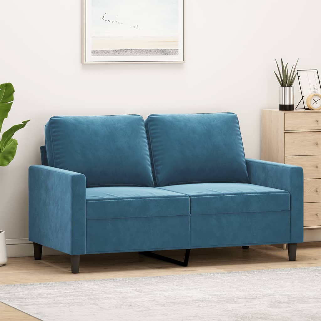 vidaXL Canapea cu 2 locuri, albastru, 120 cm, catifea vidaXL Canapea cu 2 locuri, albastru, 120 cm, catifea