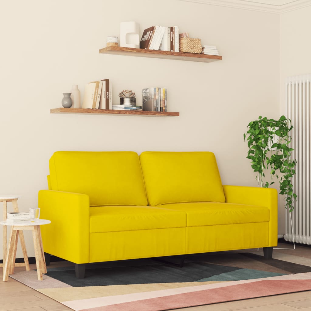 vidaXL Canapea cu 2 locuri, galben, 140 cm, catifea