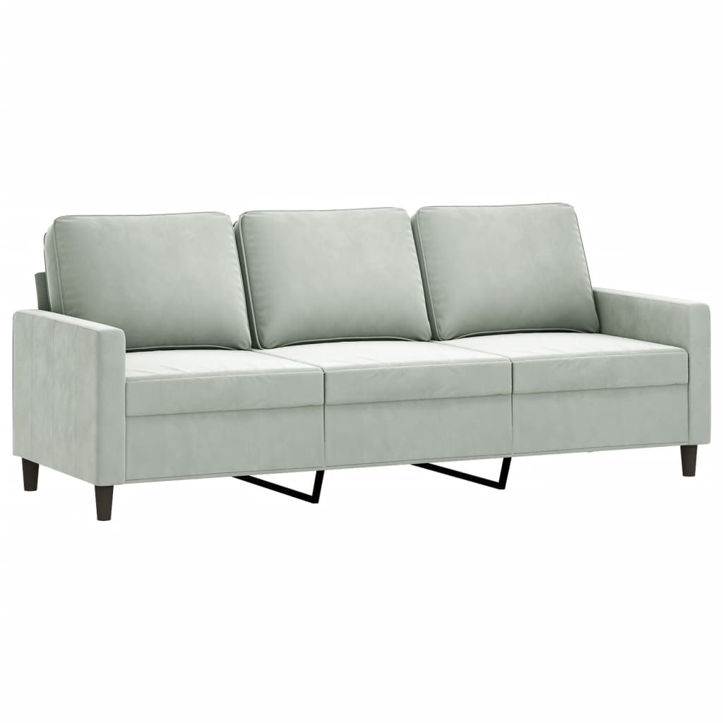 vidaXL Canapea cu 3 locuri, gri deschis, material 180CM catifea vidaXL Canapea cu 3 locuri, gri deschis, material 180CM catifea