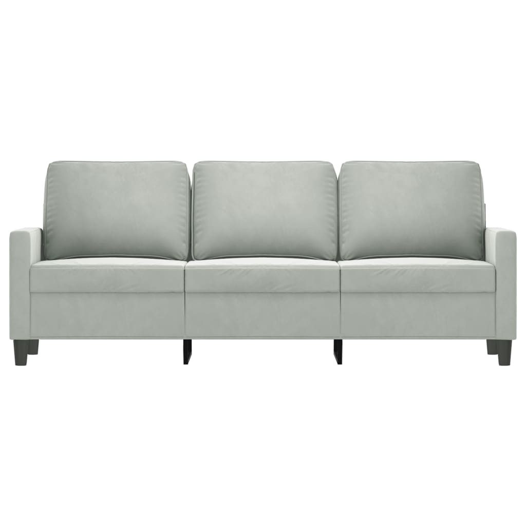 vidaXL Canapea cu 3 locuri, gri deschis, material 180CM catifea vidaXL Canapea cu 3 locuri, gri deschis, material 180CM catifea