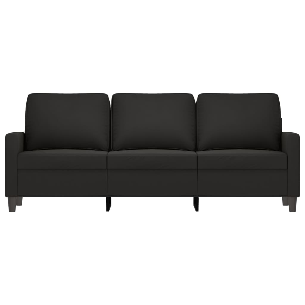 vidaXL Canapea cu 3 locuri, Negru, 180 cm, catifea