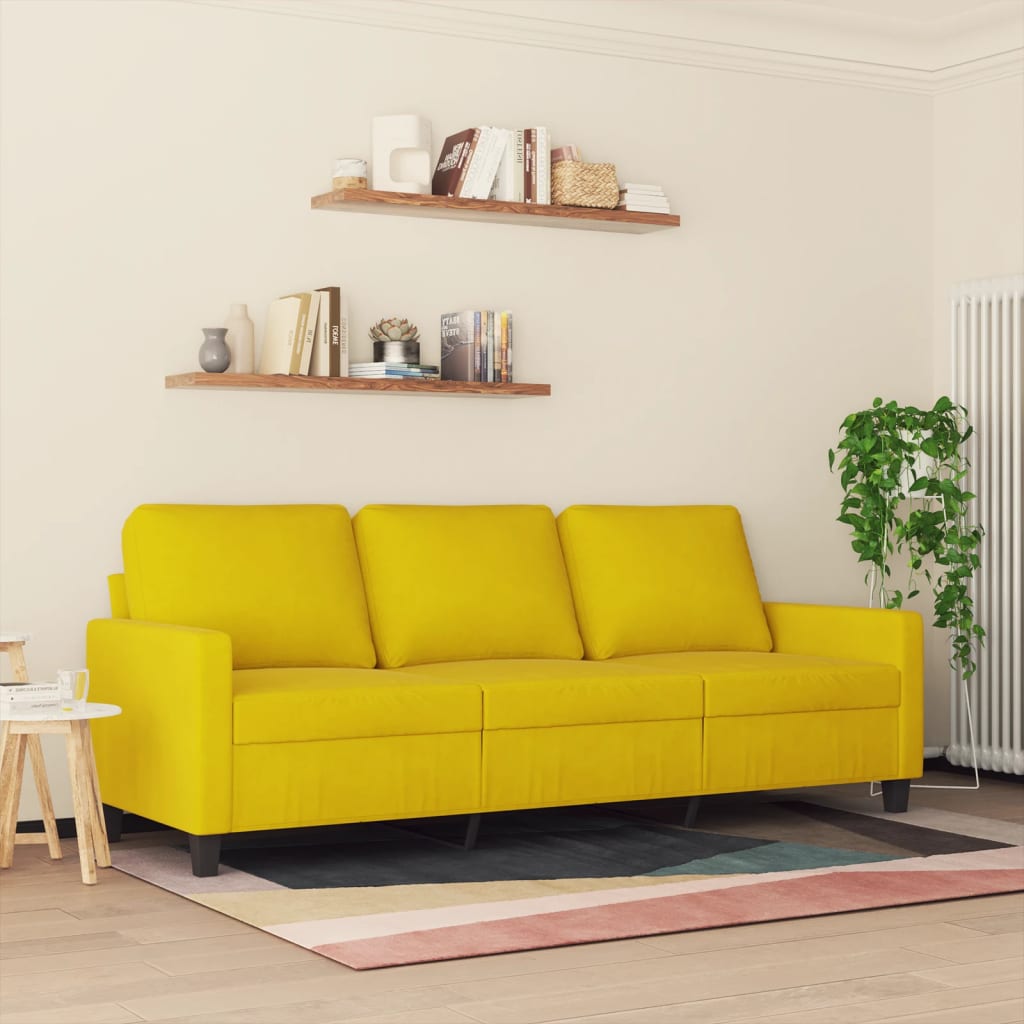 vidaXL Canapea cu 3 locuri, galben, 180 cm, catifea vidaXL Canapea cu 3 locuri, galben, 180 cm, catifea