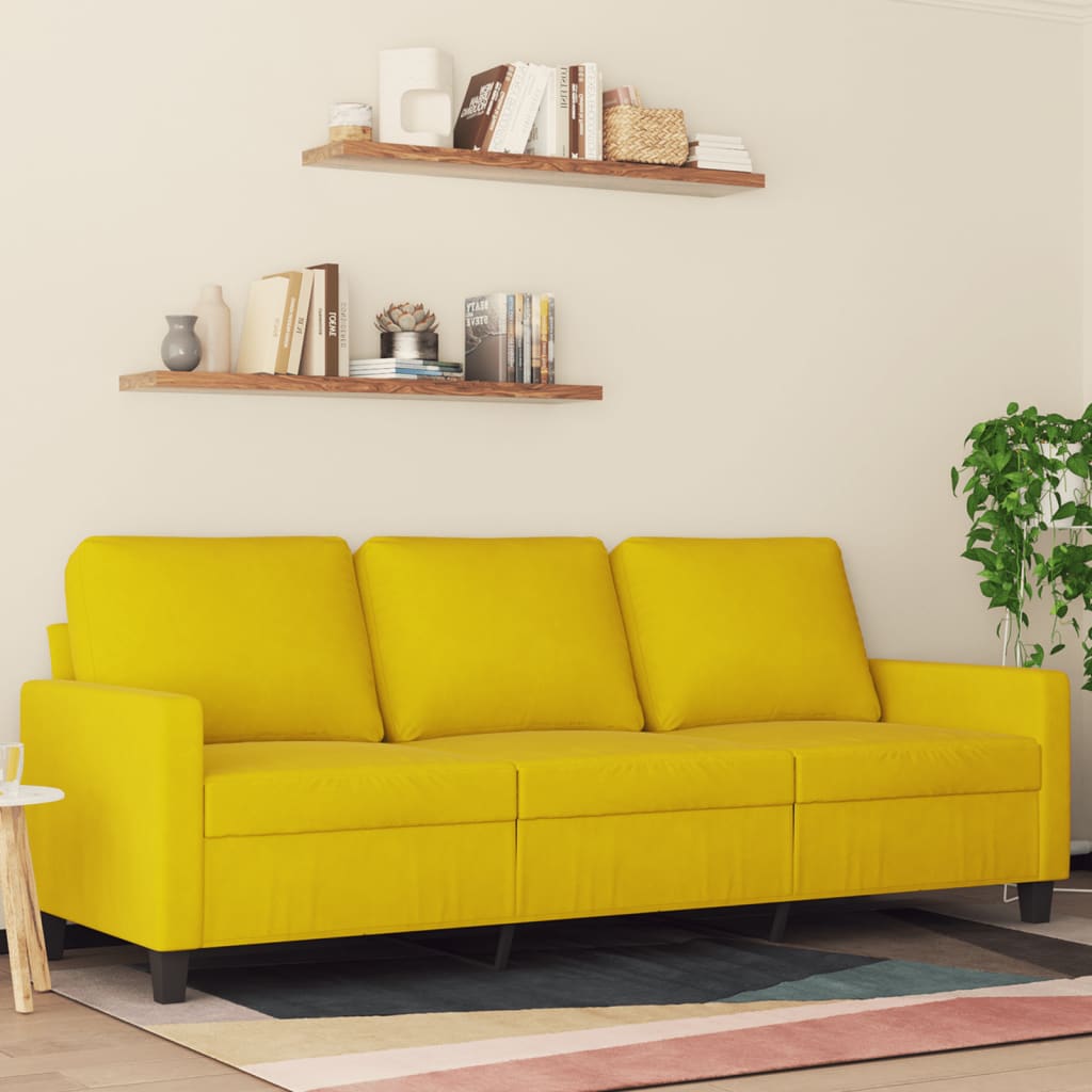 vidaXL Canapea cu 3 locuri, galben, 180 cm, catifea vidaXL Canapea cu 3 locuri, galben, 180 cm, catifea