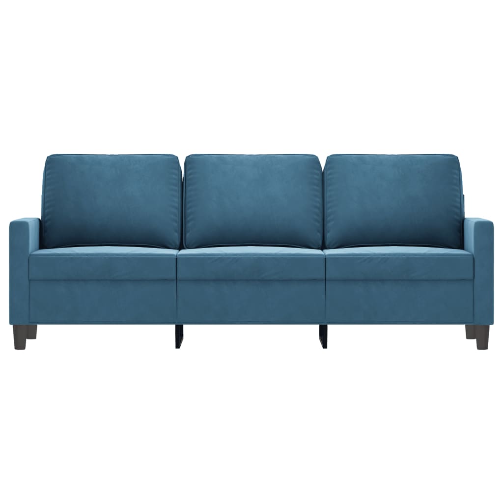 vidaXL Canapea cu 3 locuri, albastru, 180 cm, catifea