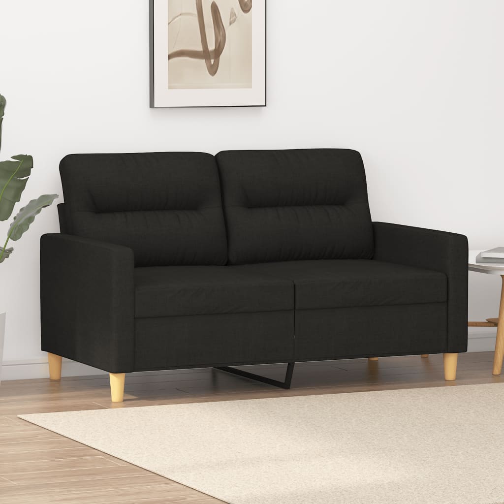 vidaXL Canapea cu 2 locuri, negru, 120 cm, material textil vidaXL Canapea cu 2 locuri, negru, 120 cm, material textil