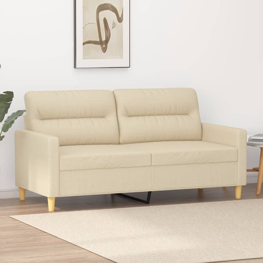 vidaXL Canapea cu 2 locuri, crem, 140 cm, material textil vidaXL Canapea cu 2 locuri, crem, 140 cm, material textil