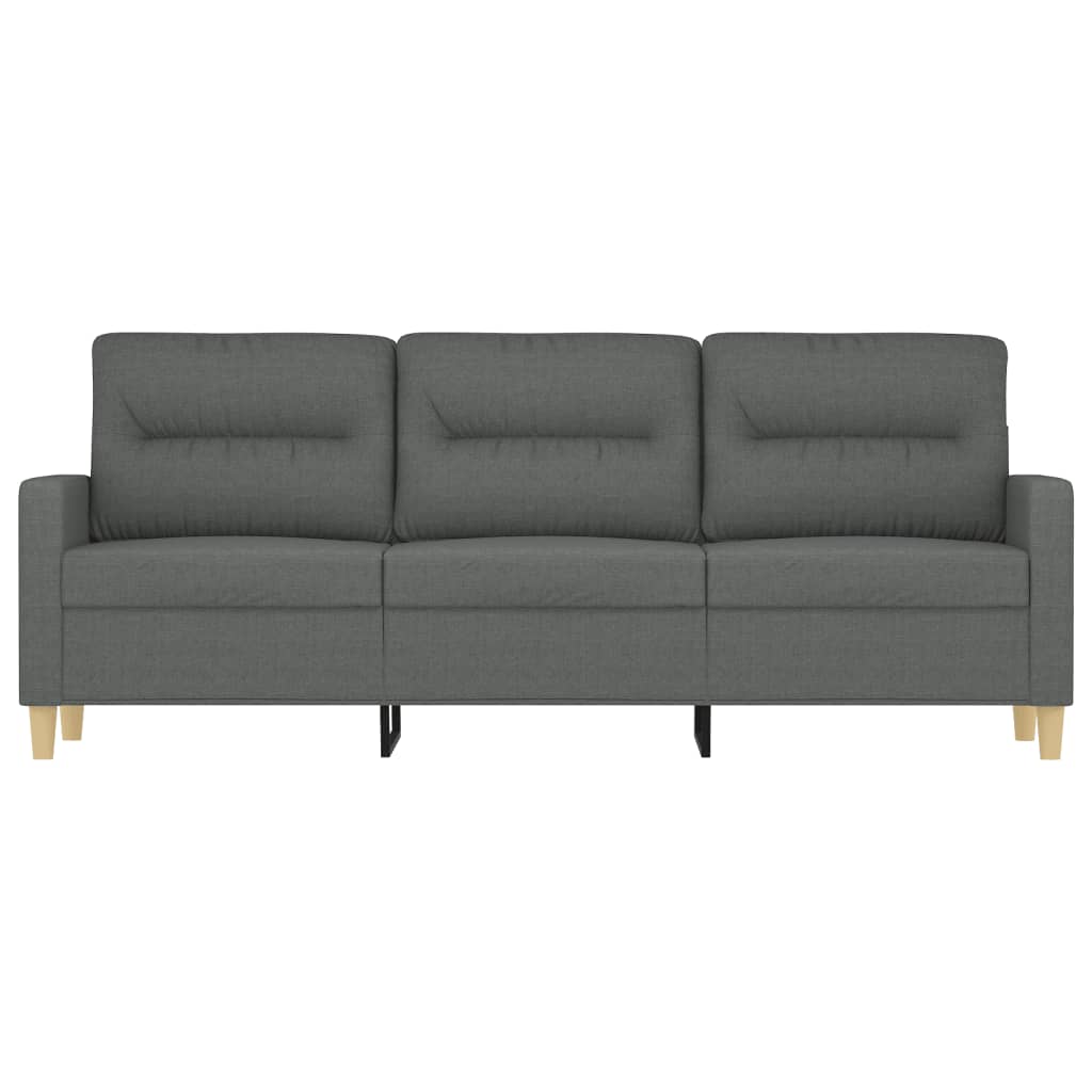 vidaXL Canapea cu 3 locuri, gri închis, 180 cm, material textil