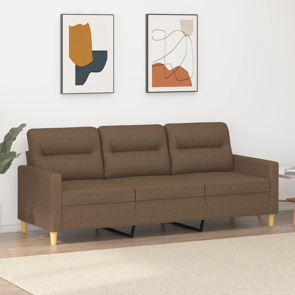 vidaXL Canapea cu 3 locuri, maro, 180 cm, material textil vidaXL Canapea cu 3 locuri, maro, 180 cm, material textil