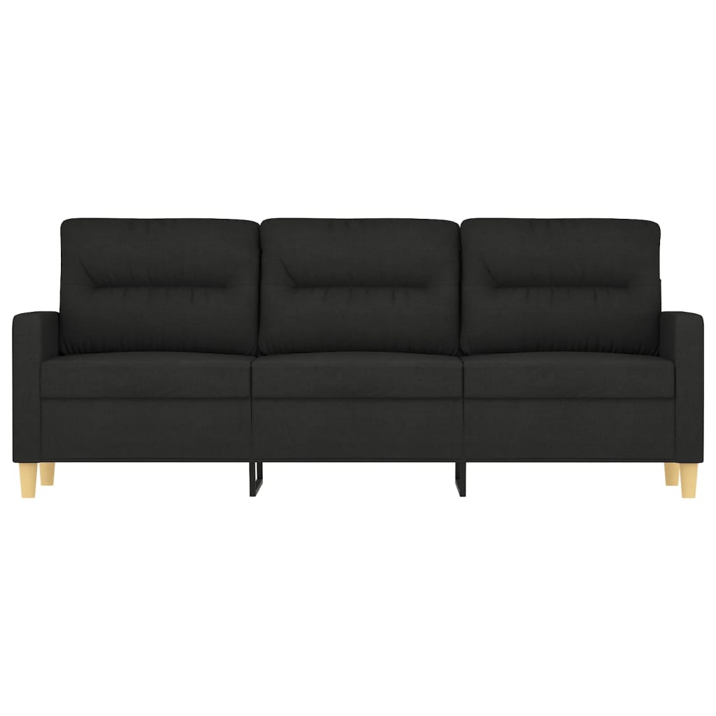 vidaXL Canapea cu 3 locuri, negru, 180 cm, material textil