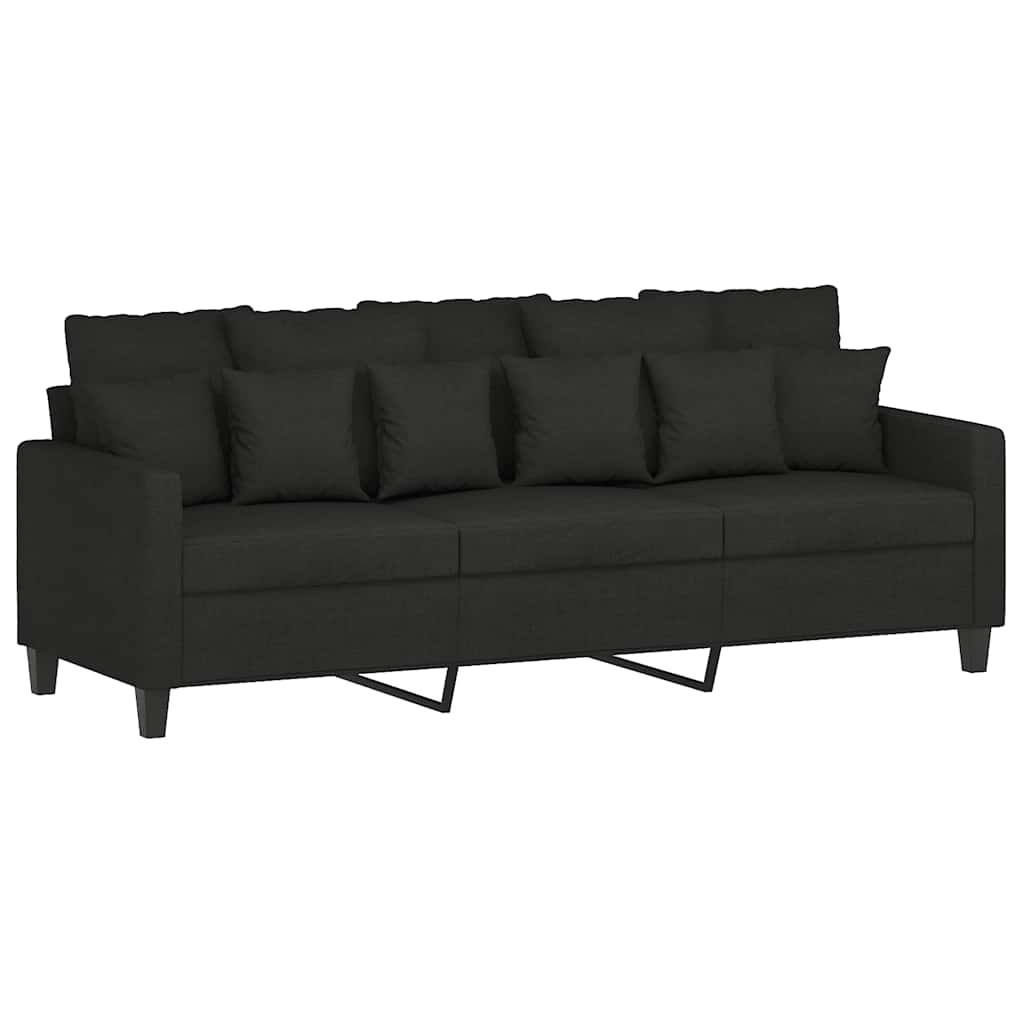 vidaXL Canapea cu 3 locuri, negru, 180 cm, material textil