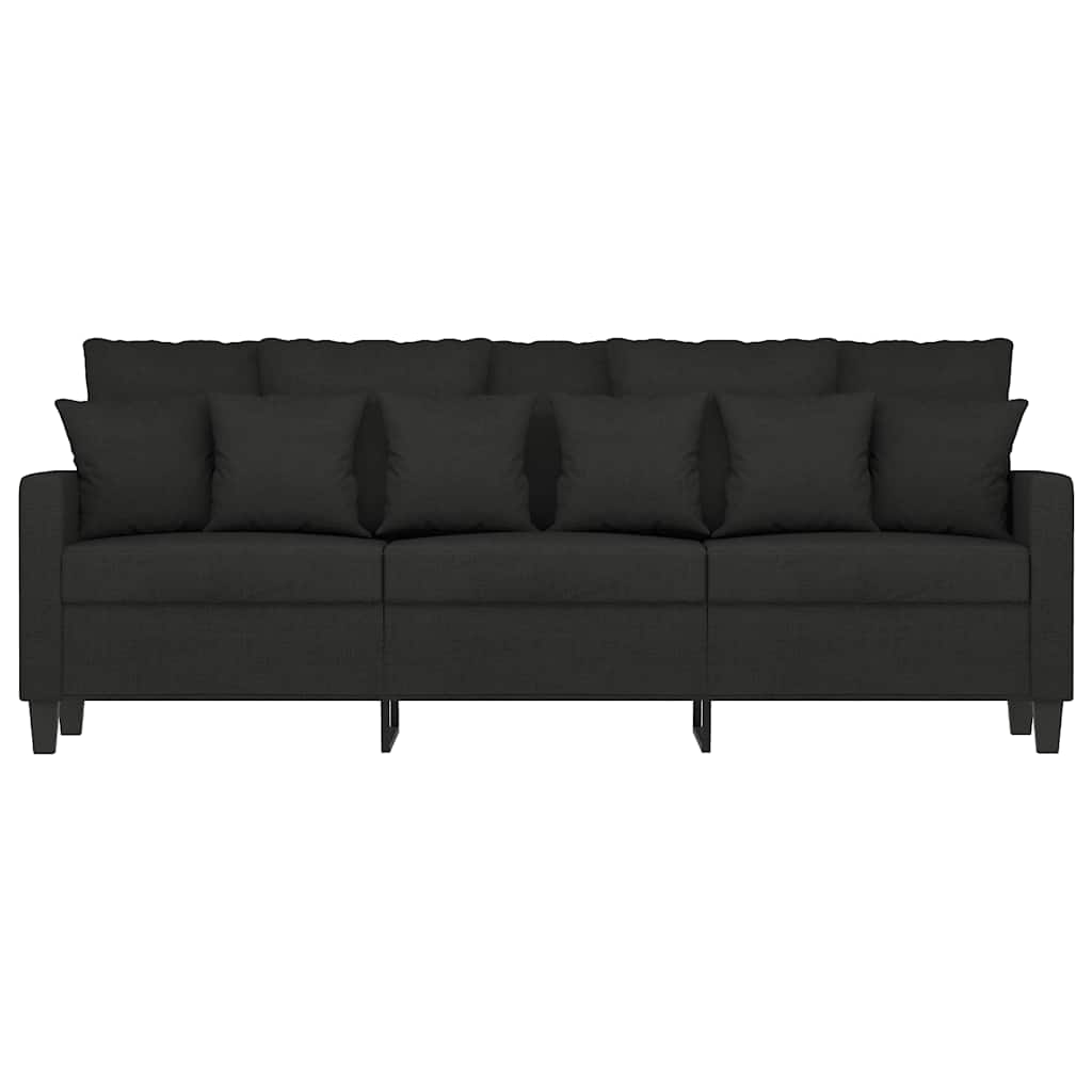 vidaXL Canapea cu 3 locuri, negru, 180 cm, material textil
