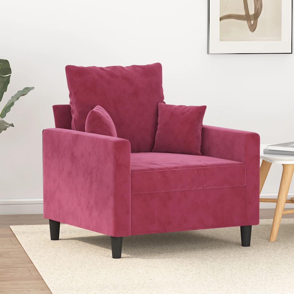 vidaXL Canapea de o persoană, roșu vin, 60 cm, catifea vidaXL Canapea de o persoană, roșu vin, 60 cm, catifea