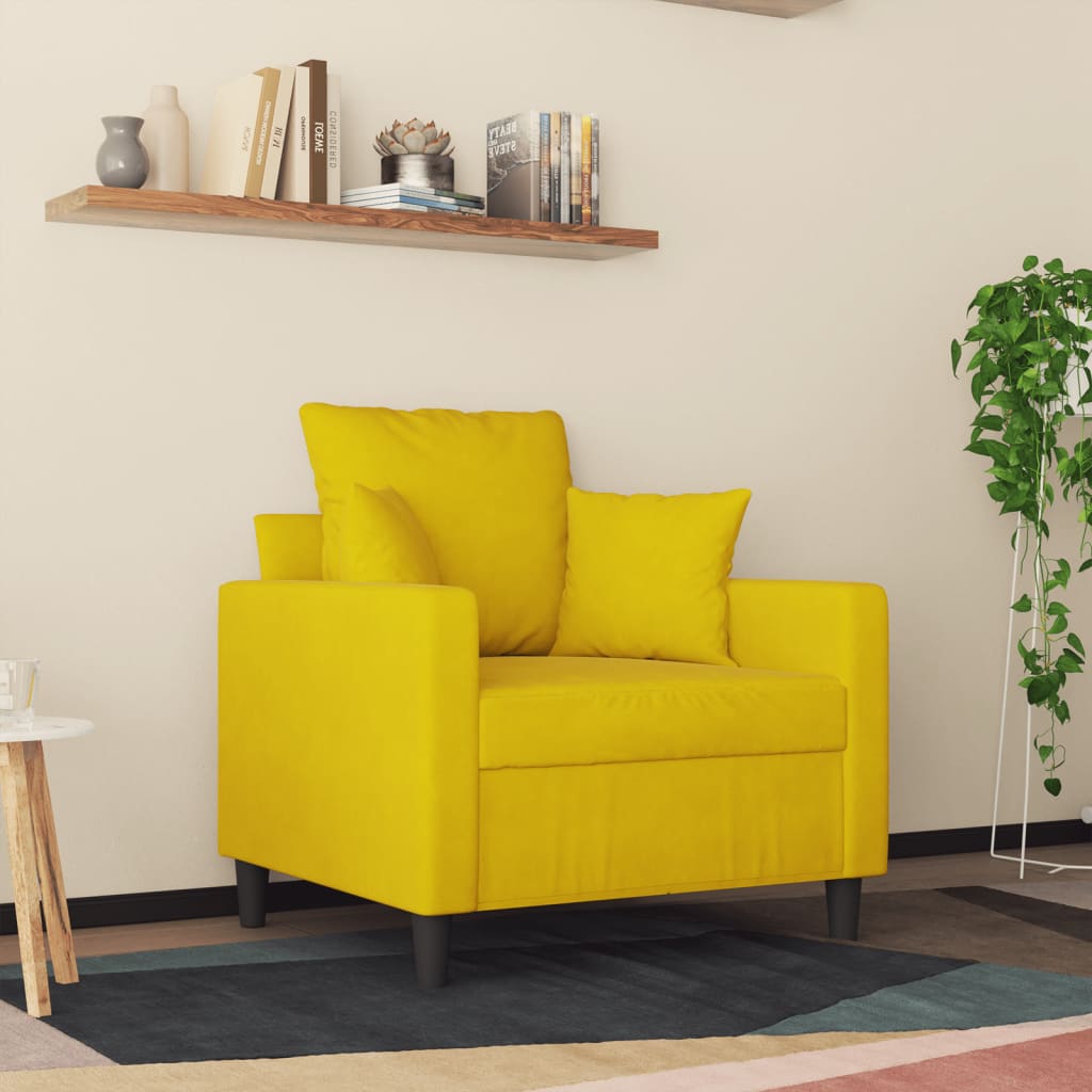 vidaXL Canapea de o persoană, galben, 60 cm, catifea vidaXL Canapea de o persoană, galben, 60 cm, catifea
