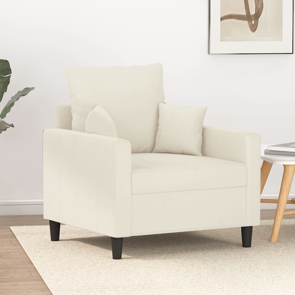 vidaXL Canapea de o persoană, crem, 60 cm, catifea vidaXL Canapea de o persoană, crem, 60 cm, catifea