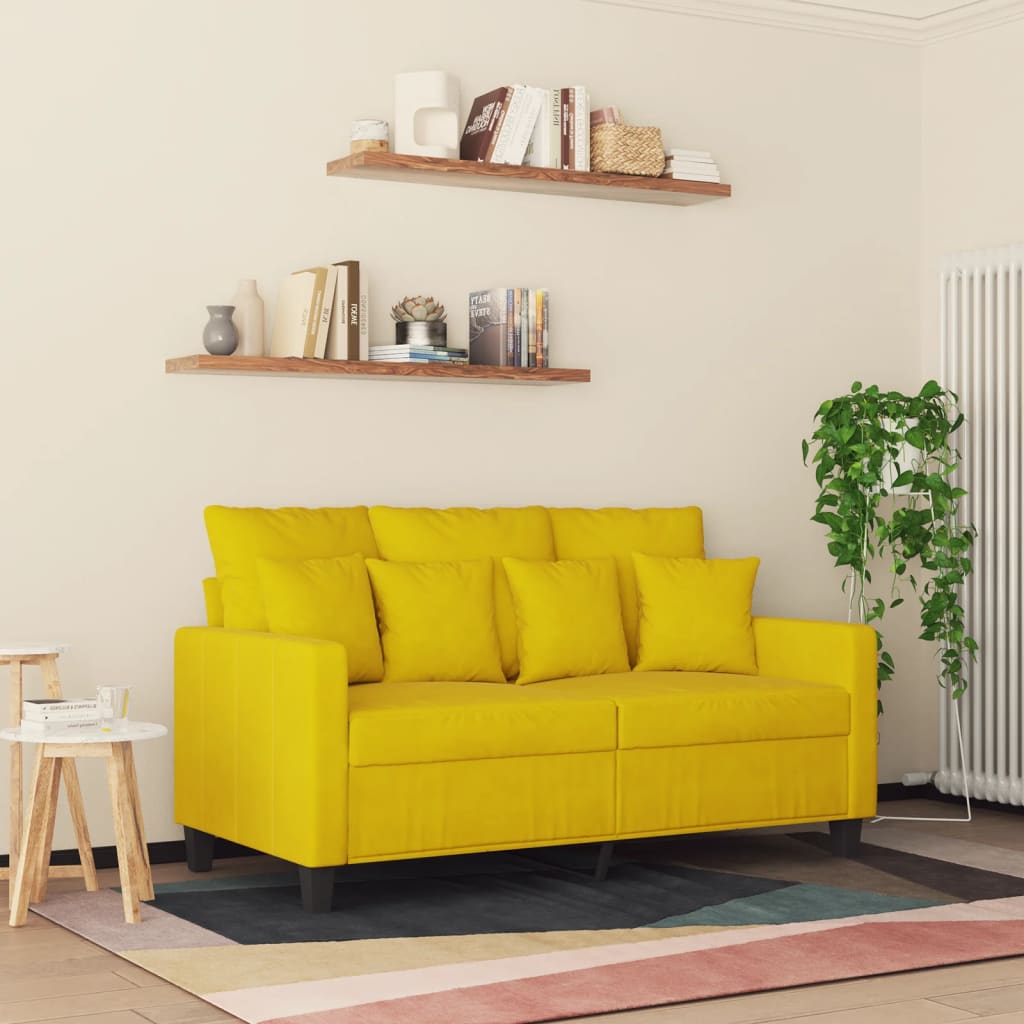 vidaXL Canapea cu 2 locuri, galben, 120 cm, catifea