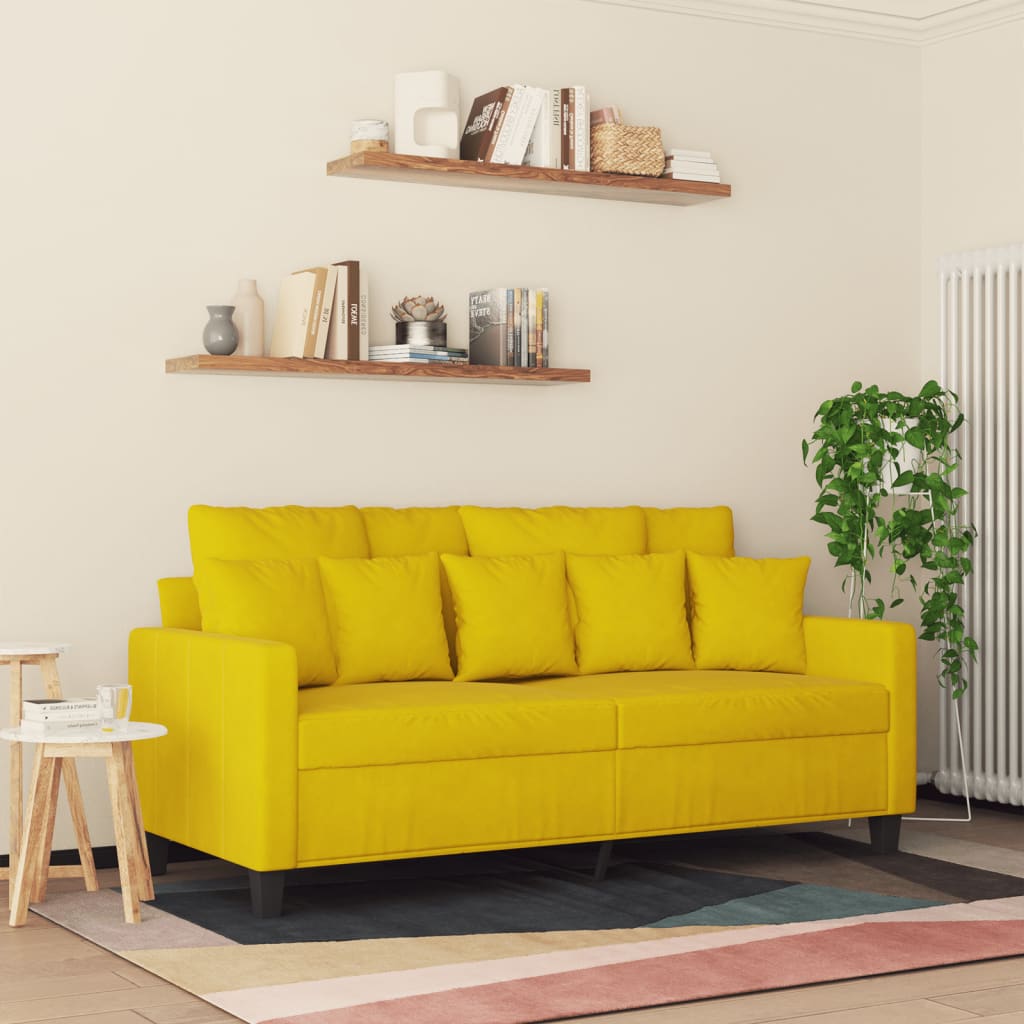 vidaXL Canapea cu 2 locuri, galben, 140 cm, catifea vidaXL Canapea cu 2 locuri, galben, 140 cm, catifea