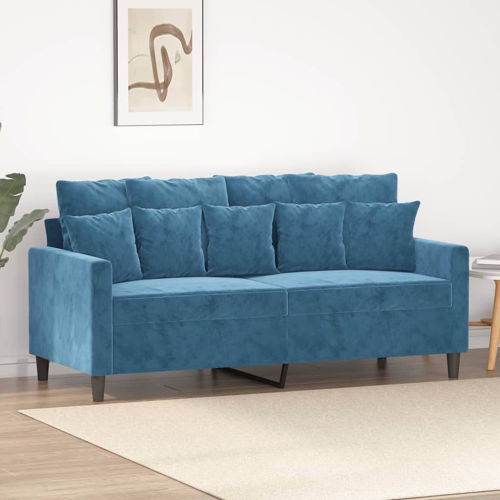 vidaXL Canapea cu 2 locuri, albastru, 140 cm, catifea vidaXL Canapea cu 2 locuri, albastru, 140 cm, catifea