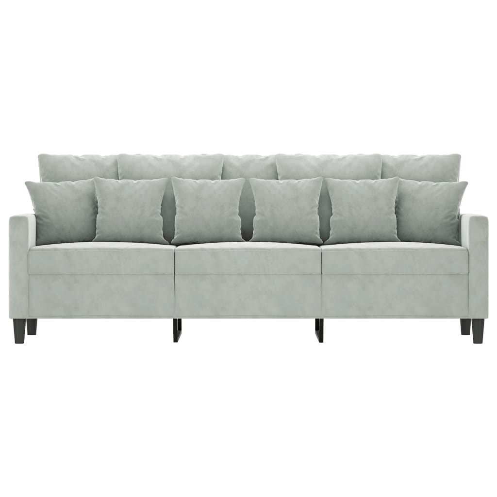 vidaXL Canapea cu 3 locuri, gri deschis, material 180CM catifea vidaXL Canapea cu 3 locuri, gri deschis, material 180CM catifea